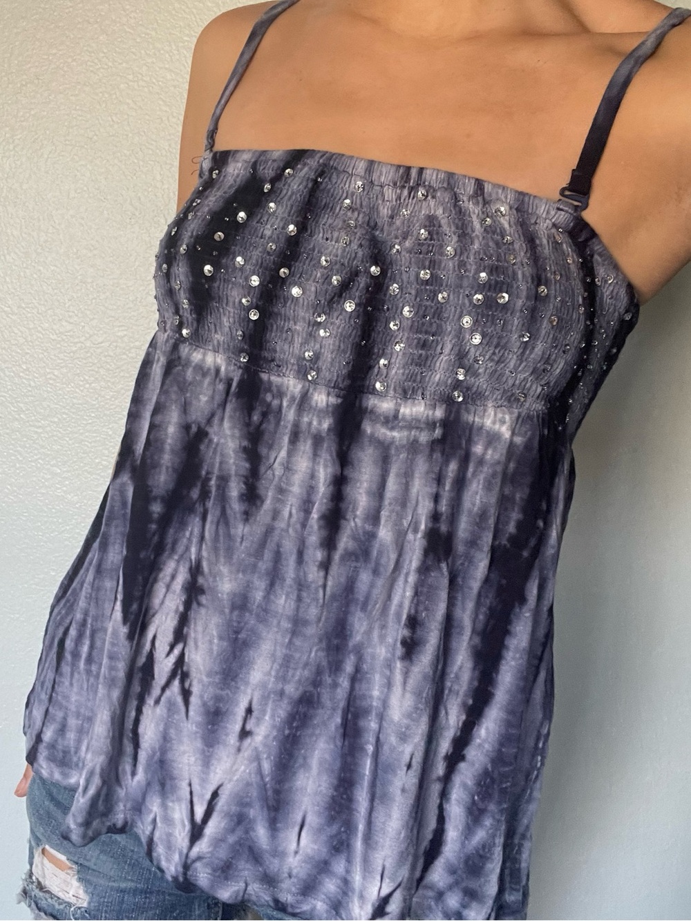 INC Tie-Dye Smocked Top